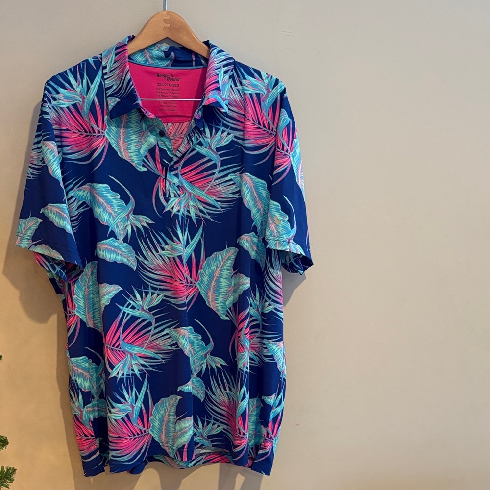Birdiebound Tropical Leaf Print Polo